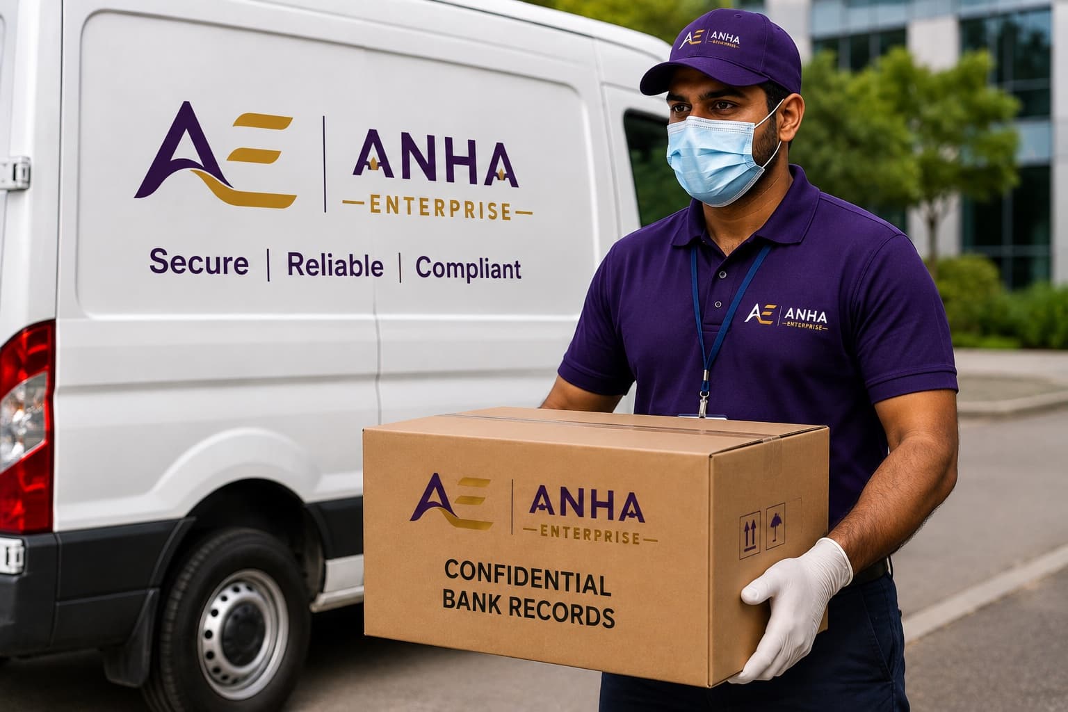 Anha Enterprise crew member with branded vehicle